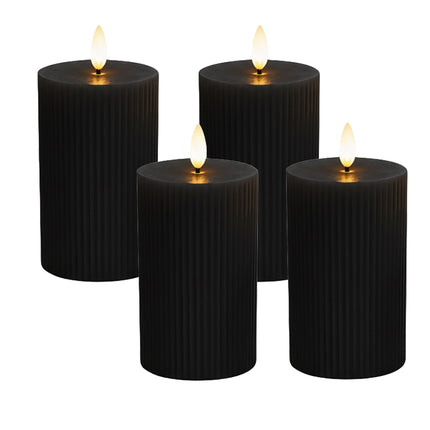 LED vaško žvakės, beliepsnės, mirganti liepsna, 4 vnt. rinkinys