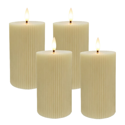 LED vaško žvakės, beliepsnės, mirgančios, 4 vnt. rinkinys