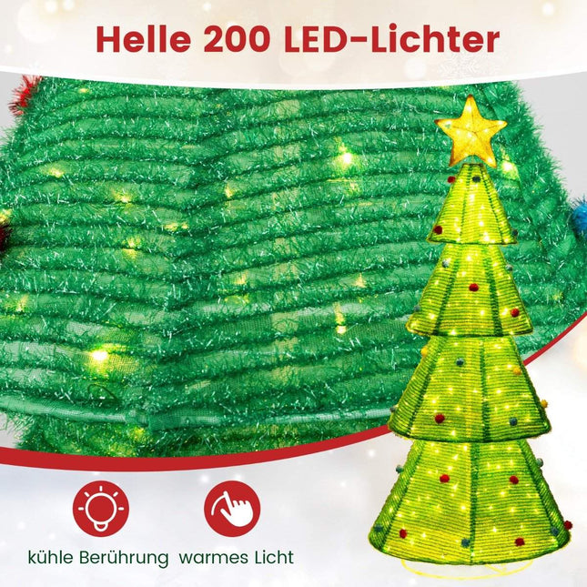 Dirbtinė LED Kalėdų eglutė, 190 cm, šviečianti Kalėdų eglutė su 200 LED lempučių