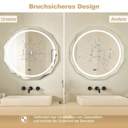 LED bathroom mirror with lighting & clock & touch switch anti-fog bathroom mirror