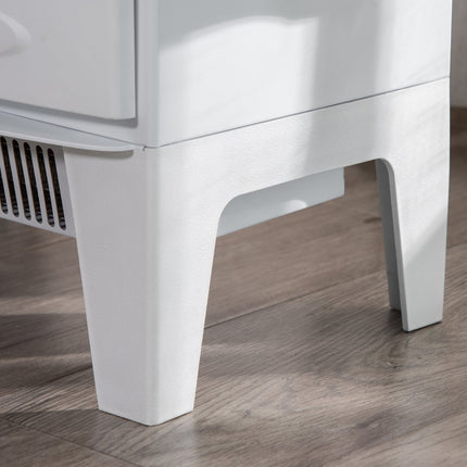 LED elektrinis židinys, laisvai pastatomas su liepsnos efektu, 900/1800 W, metalas ir ABS plastikas, baltos spalvos, 39 x 26 x 54,8 cm, jaukiai atmosferai