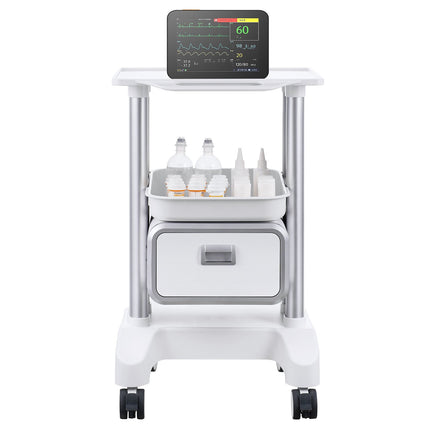 Lab Cart, 2-Tier ABS Utility Cart with Drawer, Locking Wheels