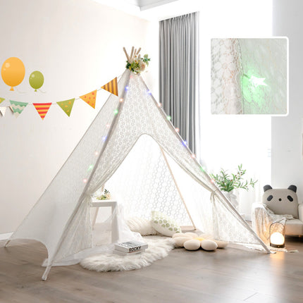 Nėriniuota Tipi palapinė, 5 pusių, LED žvaigždės formos, didelė