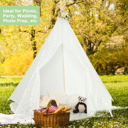 Nėriniuota Tipi palapinė, 5 pusių, LED žvaigždės formos, didelė