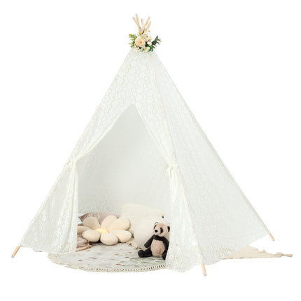 Nėriniuota Tipi palapinė, 5 pusių, LED žvaigždės formos, didelė