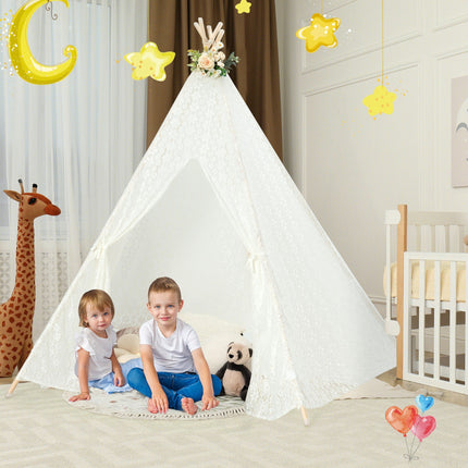Nėriniuota Tipi palapinė, 5 pusių, LED žvaigždės formos, didelė