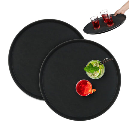 Dideli juodi serviravimo padėklai, 2 vnt. rinkinys - Ø45 cm