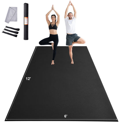 Large Exercise Mat 12x6 Ft, Non-Slip PVC, 7 mm