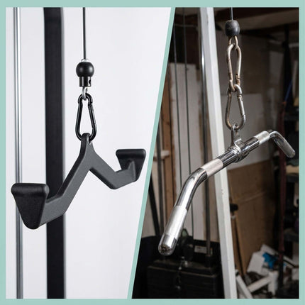 Lat Pulldown Bar Set of 5 with Steel V-Grips, PVC Coated, Black