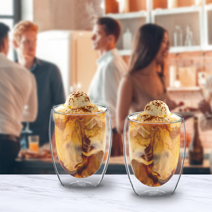 Latte Macchiato dvigubos sienelės stiklinės, 350 ml