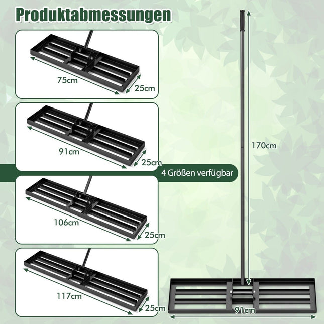 Vejos lyginimo grėblys su ergonomiška rankena, metalinis, 91x25 cm