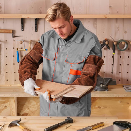 Leather Welding Sleeves, 18 In Cowhide, Flame Resistant