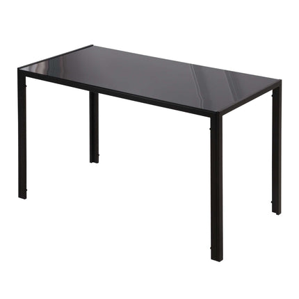 Valgomojo stalas su LED lempomis, virtuvės stalas, 4 asmenims, grūdintas stiklas, metalas, juodas, 120x60x75 cm
