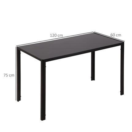 Valgomojo stalas su LED lempomis, virtuvės stalas, 4 asmenims, grūdintas stiklas, metalas, juodas, 120x60x75 cm