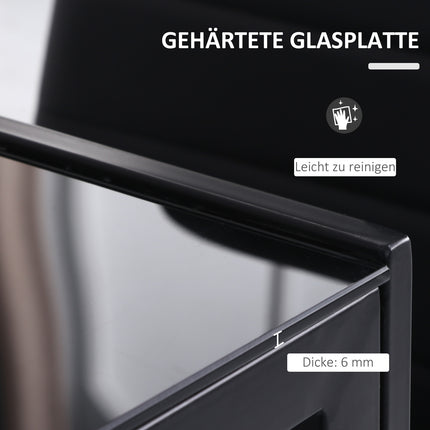 Valgomojo stalas su LED lempomis, virtuvės stalas, 4 asmenims, grūdintas stiklas, metalas, juodas, 120x60x75 cm