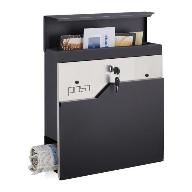 Letterbox with newspaper holder