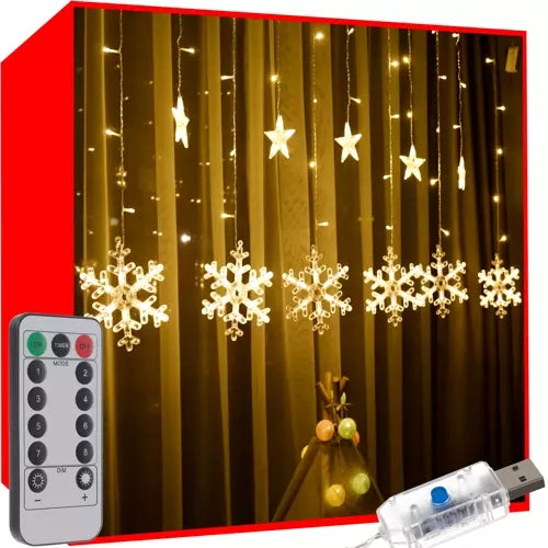Šviesos užuolaida 138 LED USB šiltai balta KŚ19746