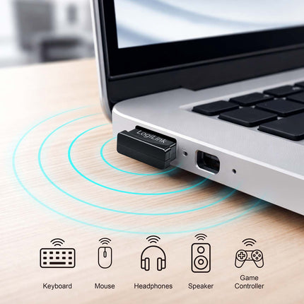 LogiLink Bluetooth 6.0 USB adapteris su 20 m atstumu, iki 3 Mbps, be tvarkyklių