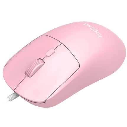 LogiLink Kids USB pelė su 3 mygtukais ir reguliuojamu DPI, rožinė, USB-A