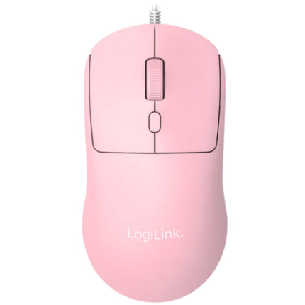 LogiLink Kids USB pelė su 3 mygtukais ir reguliuojamu DPI, rožinė, USB-A