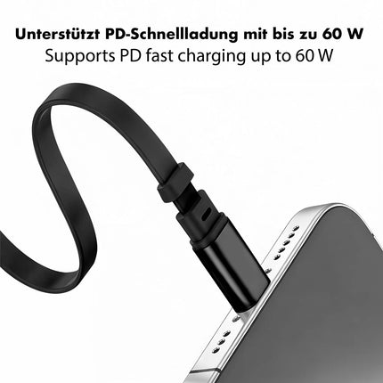 LogiLink ištraukiamas USB-C laidas 1 m, 60 W greito įkrovimo, juodas
