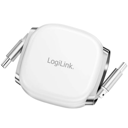 LogiLink ištraukiamas USB-C laidas 1 m, 60 W greito įkrovimo, baltas