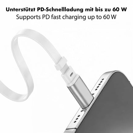 LogiLink ištraukiamas USB-C laidas 1 m, 60 W greito įkrovimo, baltas