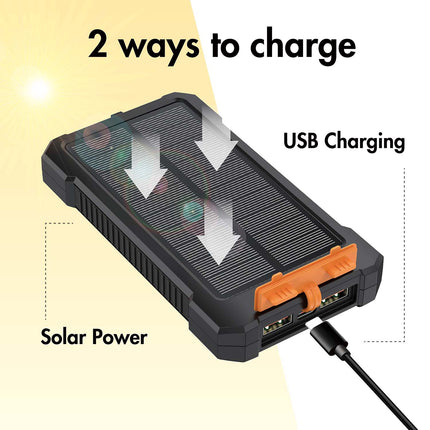 LogiLink saulės energija varoma išorinė baterija, 10 000 mAh, 20 W, IP64