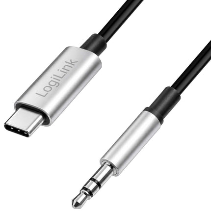 LogiLink USB-C į 3,5 mm jungtį jungiantis garso kabelis su DAC, 1 m, juodas