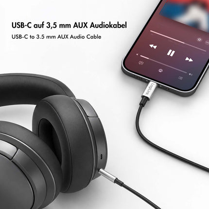 LogiLink USB-C į 3,5 mm jungtį jungiantis garso kabelis su DAC, 1 m, juodas