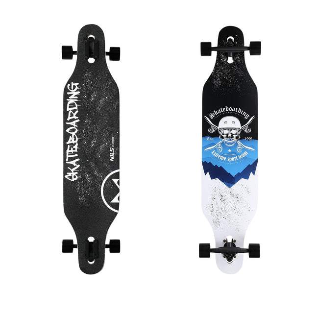Longboardas - kaukolės dizainas, medinė lenta