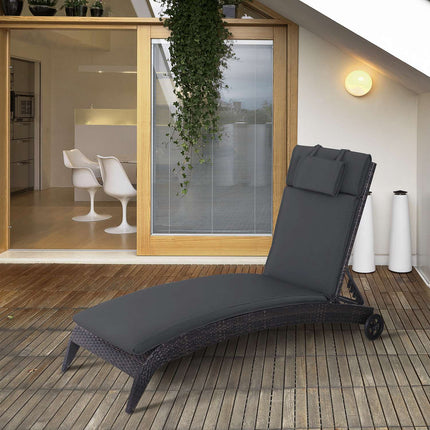 Garden chair cushion, grey, removable cushion, 198x53x5 cm