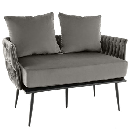 Dvivietė sofa, olandiško aksomo apmušalas, pilka, 350 svarų