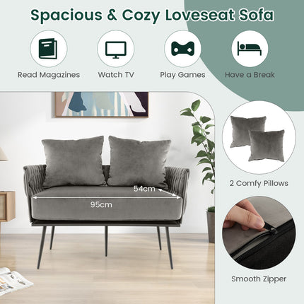 Dvivietė sofa, olandiško aksomo apmušalas, pilka, 350 svarų