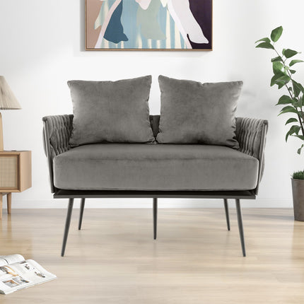 Dvivietė sofa, olandiško aksomo apmušalas, pilka, 350 svarų