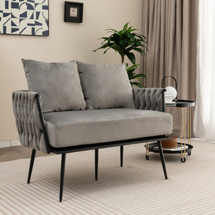 Dvivietė sofa, olandiško aksomo apmušalas, pilka, 350 svarų