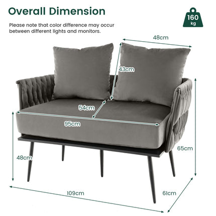 Dvivietė sofa, olandiško aksomo apmušalas, pilka, 350 svarų
