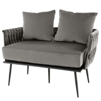 Dvivietė sofa, olandiško aksomo apmušalas, pilka, 350 svarų