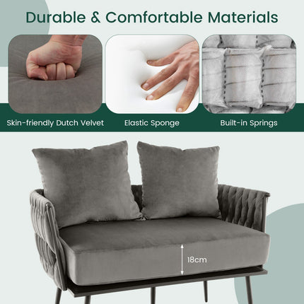 Dvivietė sofa, olandiško aksomo apmušalas, pilka, 350 svarų