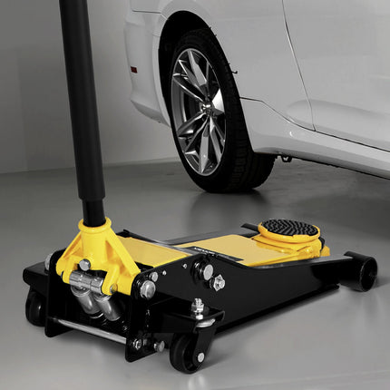 Low Profile Floor Jack, 2 Ton Steel Dual-Piston, 75–505 mm