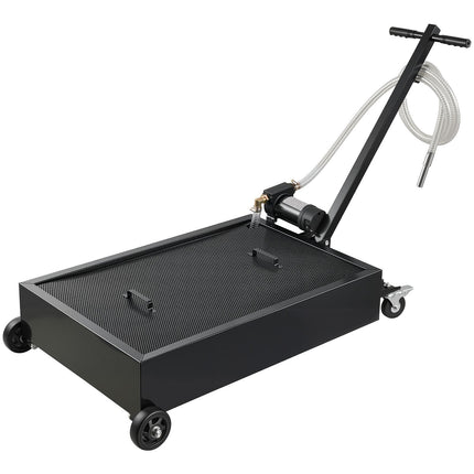 Low Profile Oil Drain Pan, 15 Gallon, Rolling 12V Pump