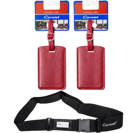 Luggage Strap & 2 Red Tags Set, Adjustable, Durable