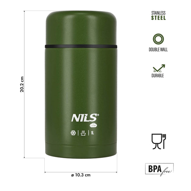 Pietų termosas 1000 ml, žalias, izoliuotas indas