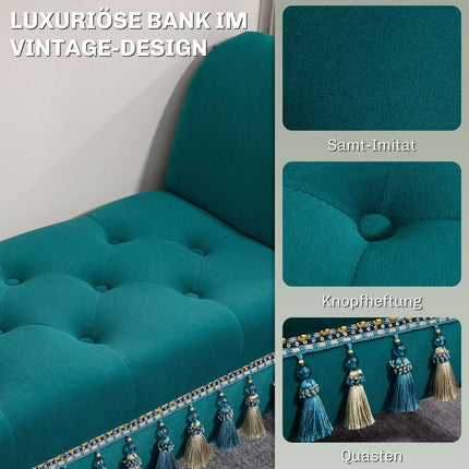 Luxurious Velvet Bench, Gray Upholstery - Living room/bedroom
