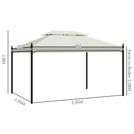 Prabangus paviljono sodo paviljonas 3x4 m kreminės spalvos, šventinė palapinė, sodo palapinė-pagoda sodui ir terasai
