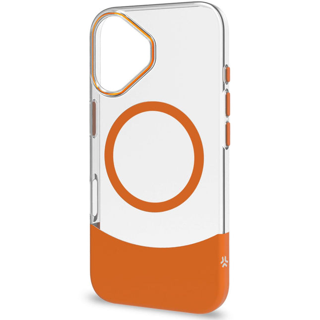 Magdual MagSafe compatible case iPhone 16 Orange + Transparent