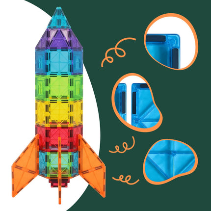 Magnetinių kaladėlių rinkinys - 100 detalių, geometrinės formos