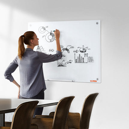 Magnetic Glass Whiteboard 900x600mm, Frameless Wall-Mount