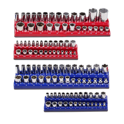 Magnetic Socket Organizer Set, 4-Piece, Metric SAE, 108-Slot
