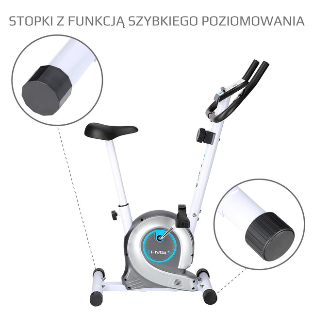 Magnetinis stacionarus dviratis, baltas, reguliuojamas pasipriešinimas